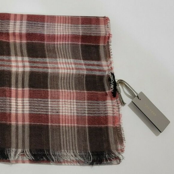 TOM FORD scarf Plaid red and brown cotton blend NWT - Picture 6 of 12